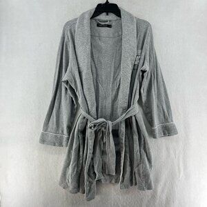 Lauren Ralph Lauren Robe Women's M Gray Quilted Shawl Collar Belted Long Sleeves